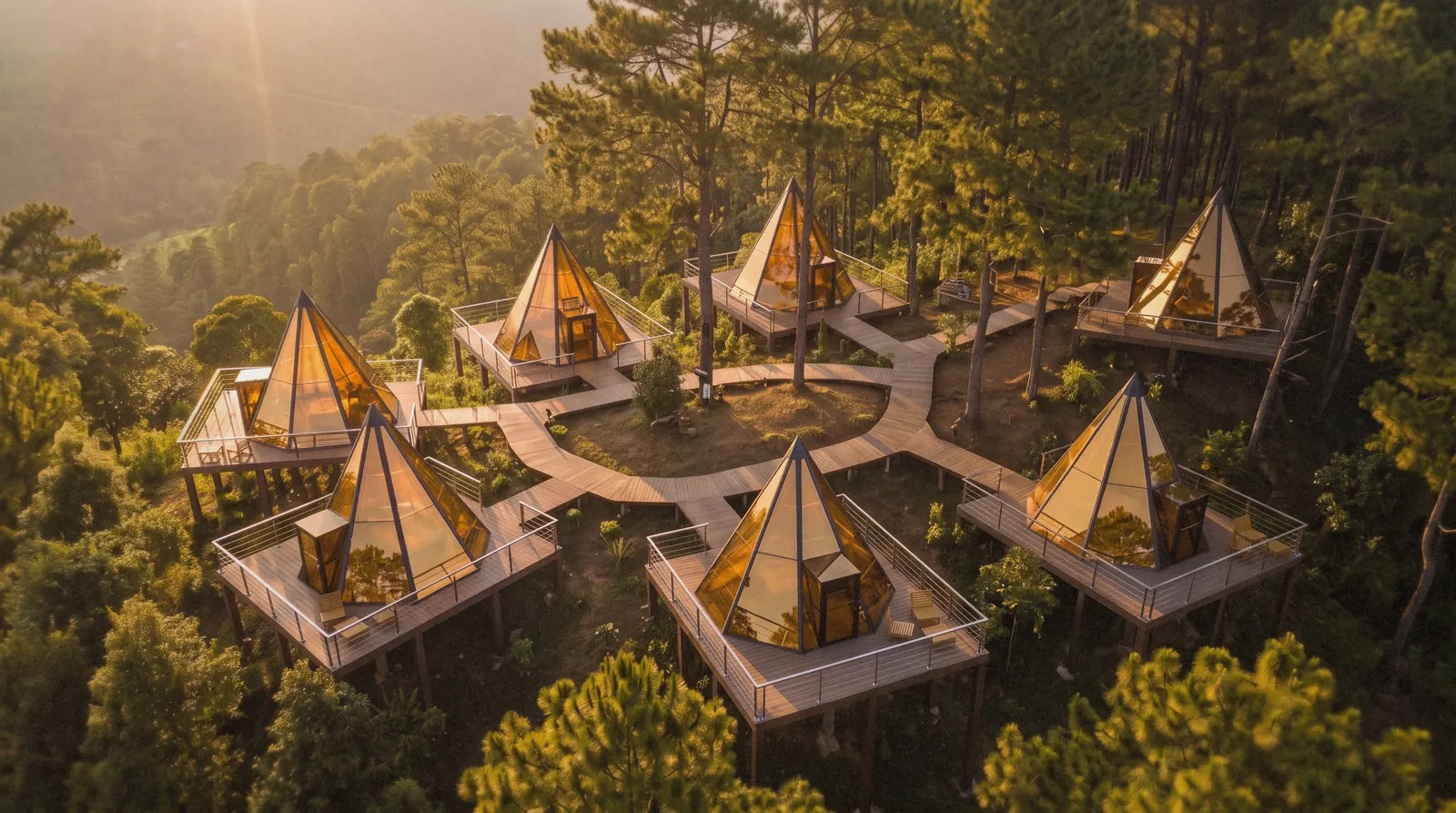 Multiple Facet domes installed at a resort property